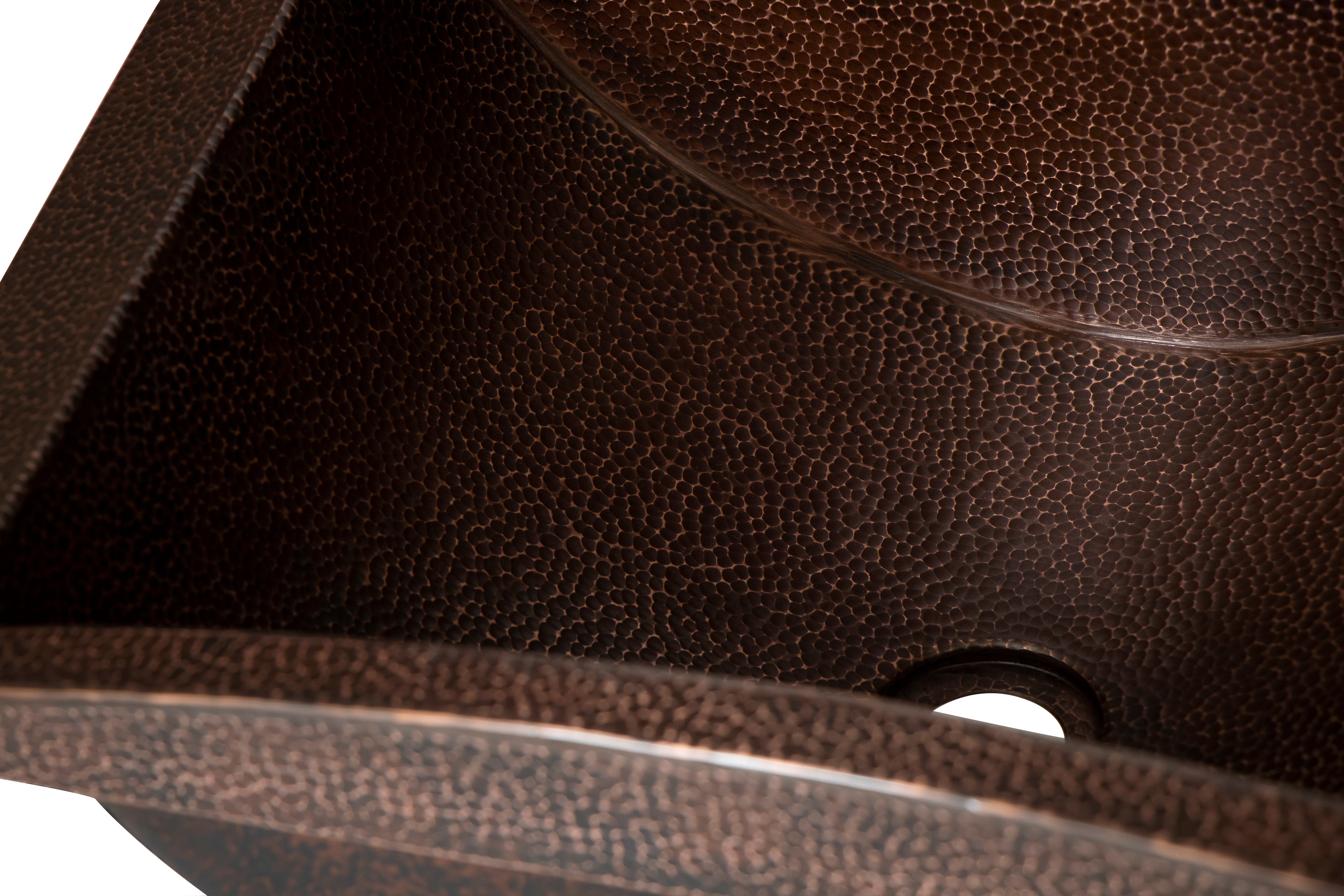 20" Rectangular Apron Curved Bottom Hammered Copper Bathroom Sink